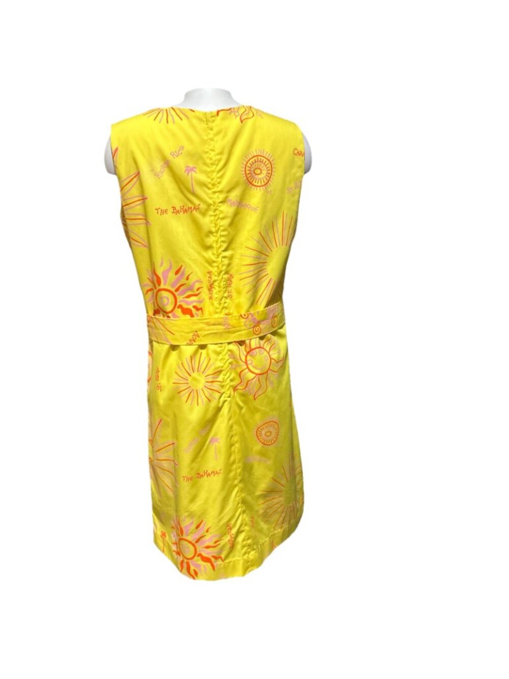 Vintage Tropical Sun Dress Large 14 Sheath Quirky Resort Cruise Resortwear 80s - Picture 11 of 16
